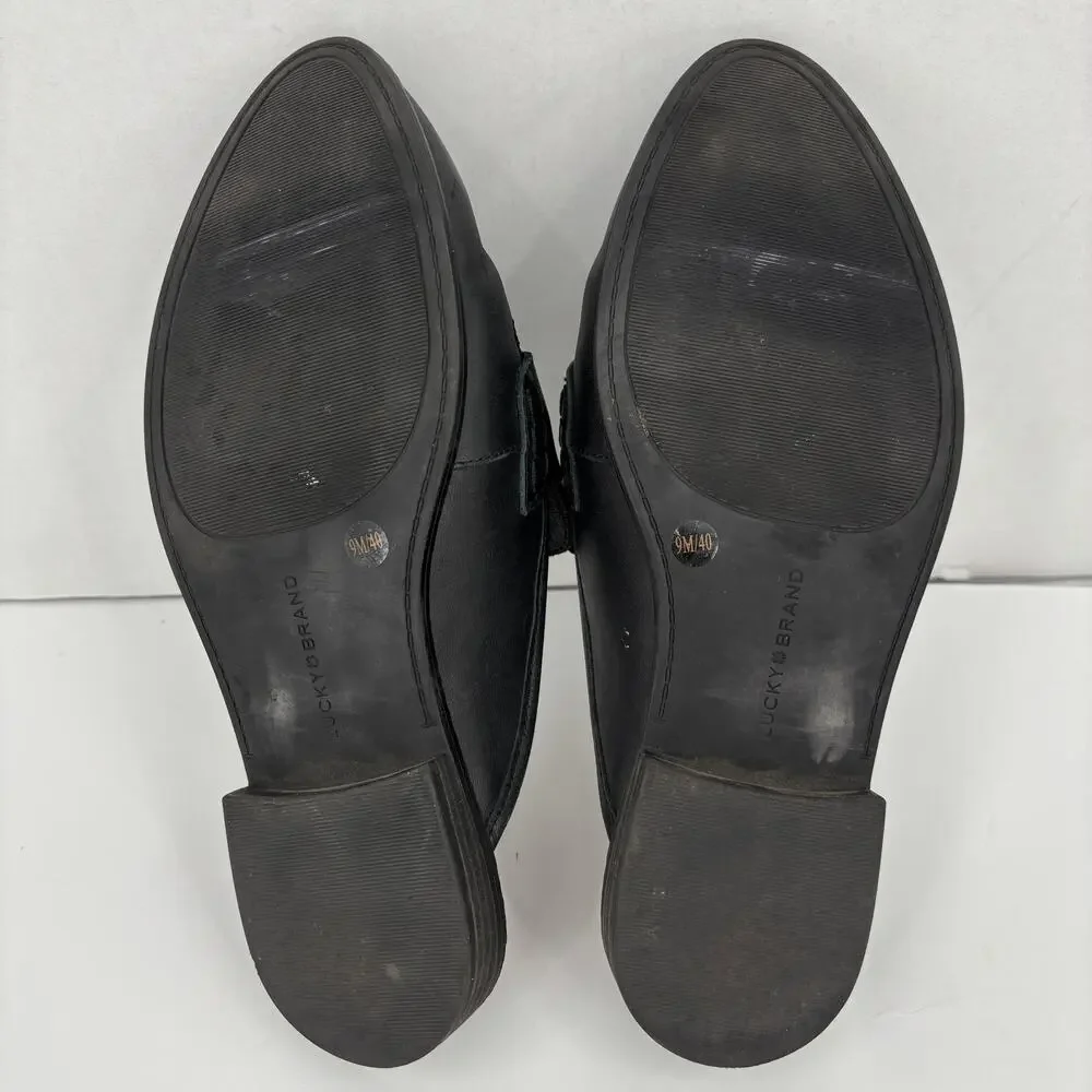 Lucky Brand Esila Mule Shoe Womens Size 9 Black Leather Slip On - Picture 10 of 12